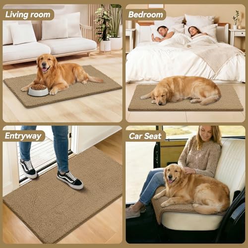 Bcoimo Super Absorbent Dog Door Mat, 48"*30" Anti Slip Mat for Muddy Paws