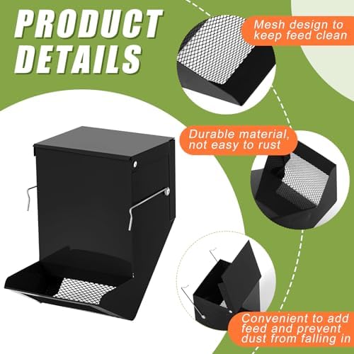 Maxcheck 2 Pcs Rabbit Feeder for Cages, 4.7 Inches, Mesh Bottom, Black