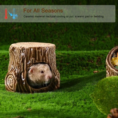Ceramic Hamster Hideout Tree Chew Proof Syrian Hide Cool Bed Large
