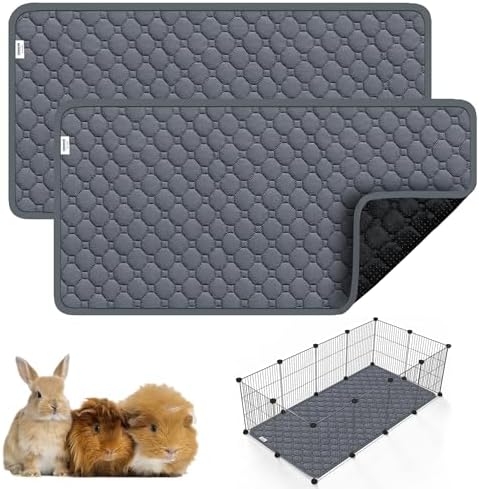 Guinea Pig Cage Liner, 59"x31" Bedding for C&C 2x4 Cage 2 Pack, Gray
