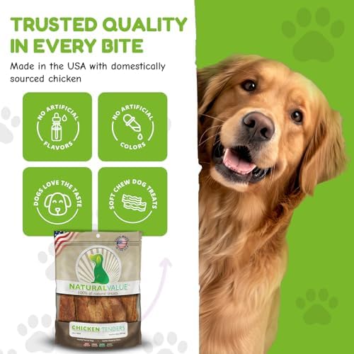 Loving Pets Natural Value Chicken Tenders - Soft Jerky Dog Treats for Large & Small Breeds - Healthy Gluten, Wheat, Soy & Grain Free Pet Treats for Dogs