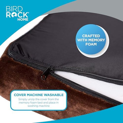 BIRDROCK HOME 2" Memory Foam Dog Beds | Ultra Soft Plush Pet Bed | Removable Cover | Pet | Crate Bed (40 X 26, Brown)