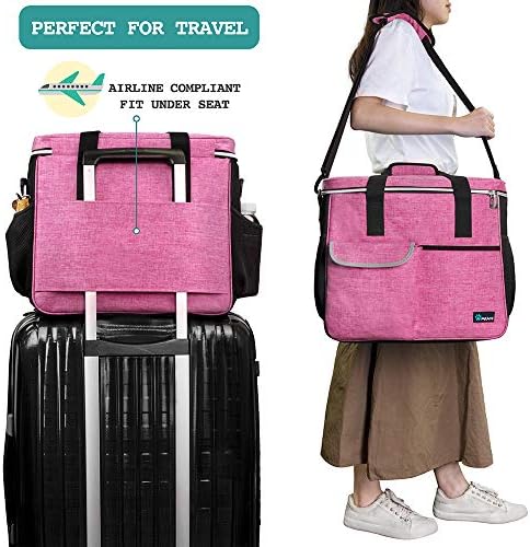PetAmi Dog Travel Bag Organizer, Pet Supplies Tote Diaper Bag, Pink Large