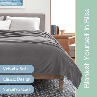 King Size Microfleece Blanket | All-Season Comfort | Supersoft Lightweight Throw Blanket | Plush Throw for Bed, Couch or Sofa | Travel and Pet-Friendly