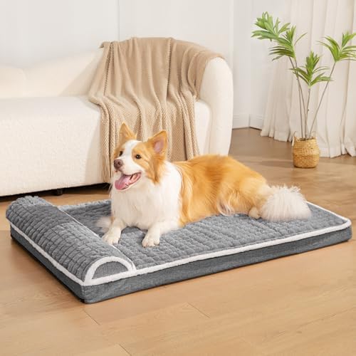 Orthopedic Large Dog Bed Pillow Pet Sofa Bed 42''X28'' Grey