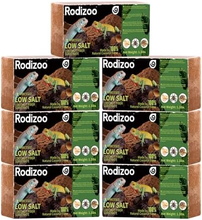 7 Pcs Organic Coconut Fiber Substrate, Biodegradable 100% Natural Coco Soil Brick, Multipurpose Eco-Friendly Terrarium Bedding for Reptiles, Tortoise, Bearded Dragon, Gecko, Snake & Amphibians