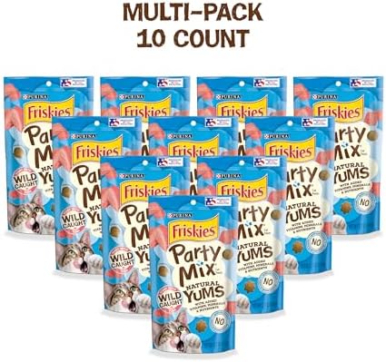Friskies Purina Party Mix Natural YUMS Cat Treats, Wild Tuna, (10) 2.1 oz