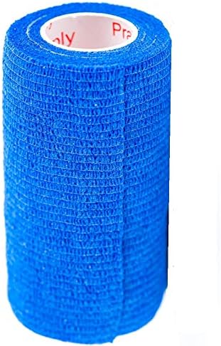 12 Pack Premium Vet Wrap - Self Adhesive Bandage Wrap & Athletic Tape - 4" x 5 Yards Elastic & Self-Sticking Cohesive Bandage for Pets, Sports, Wrists & Ankles - Blue by Prairie Horse Supply