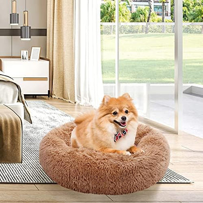 NOYAL Donut Dog Bed for Small Medium Pets, Plush Calming Faux Fur