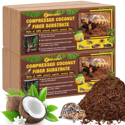 ZeeDix 4 Pack Coconut Fiber Substrate, Premium Coco Coir Reptile Substrate
