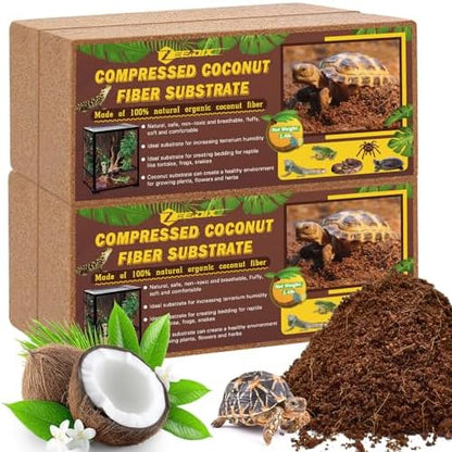 ZeeDix 4 Pack Coconut Fiber Substrate, Premium Coco Coir Reptile Substrate