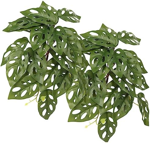 2Pack Fake Monstera Adansonii, Terrarium Plants with Suction Cups