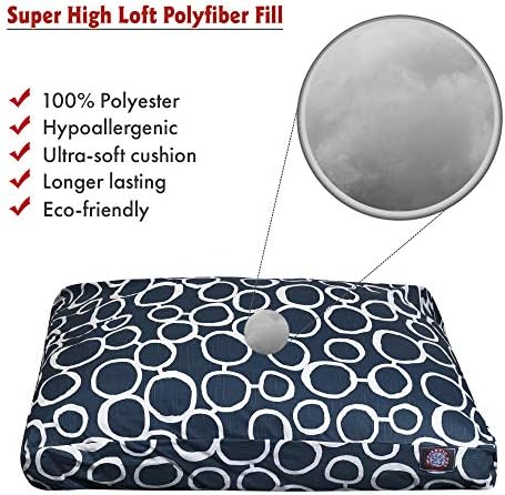 Majestic Pet Rectangular Dog Bed, X-Large, 50x42x5 in, Washable, Navy