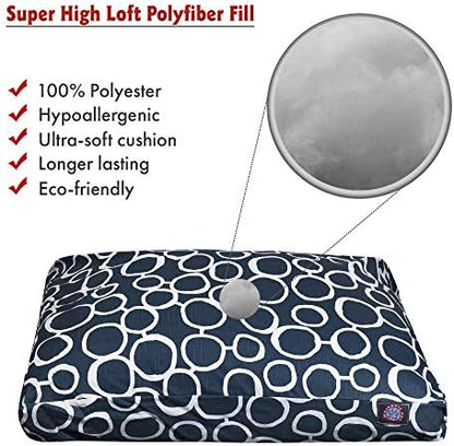 Majestic Pet Rectangular Dog Bed, X-Large, 50x42x5 in, Washable, Navy
