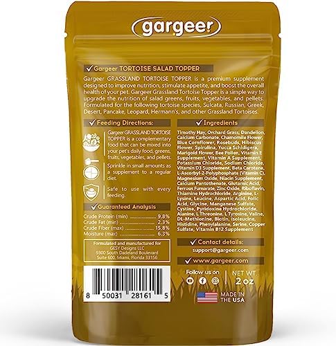 Gargeer 2oz Grassland Tortoise Salad Topper. Enhanced Appetite, USA Made
