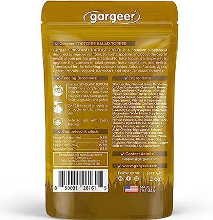 Gargeer 2oz Grassland Tortoise Salad Topper. Enhanced Appetite, USA Made