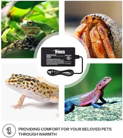 iPower 4x7 Inch Reptile Heat Pad Under Tank Heater, Energy-Efficient & Waterproof Design Terrarium Warmer Mat for Turtles, Lizards, Snakes, 2 Pack