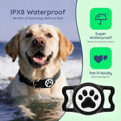 IP68 Waterproof Dog AirTag Holder for Dog Collar, Soft, Stretchy Silicone