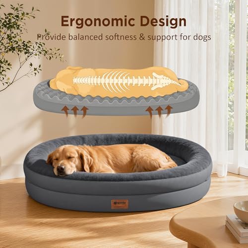 Waterproof Orthopedic Dog Bed for Medium Dogs, Dark Grey