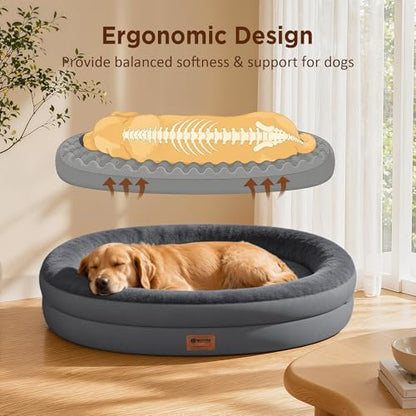Waterproof Orthopedic Dog Bed for Medium Dogs, Dark Grey