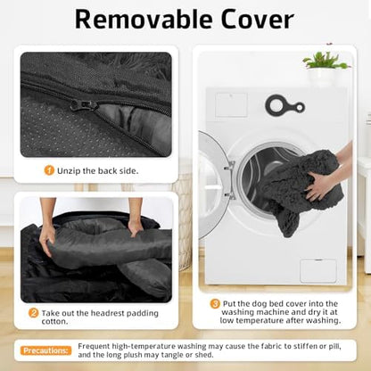 Calming Dog Bed Fluffy Plush Dog Mat for Furniture Protector with Removable Washable Cover for Large Medium Small Dogs and Cats (XS(31“x23.5”x5“), Dark Grey)