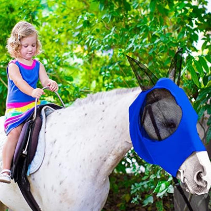 Weewooday 3 Pcs Horse Fly Mask with Ears, L, Purple, Blue, Pink