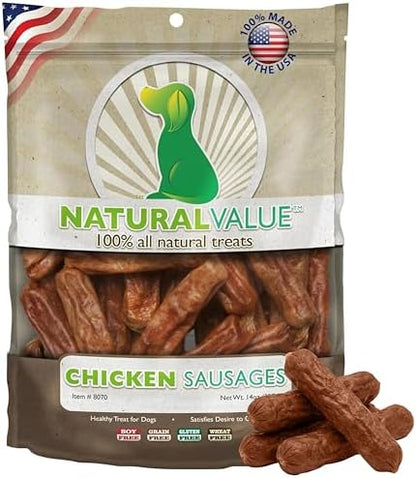 Loving Pets Natural Value Chicken Sausages - Soft Jerky Dog Treats for Large & Small Breeds - Healthy Gluten, Wheat, Soy & Grain Free Pet Treats for Dogs