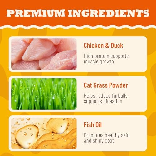 13.05oz Cat Grass Treats for Indoor Cats with Taurine for Cats