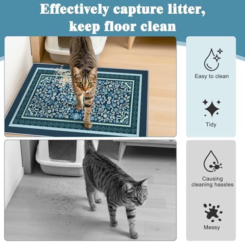 Bienbee Cat Litter Mat, 2 Pack 33" x 22" Machine Washable for Litter Boxes