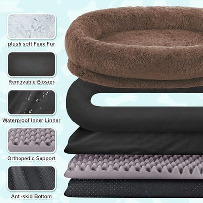 YAEM Human Dog Bed for Adult, 71"x45"x12" Calming Giant Pet Bed, Coffee