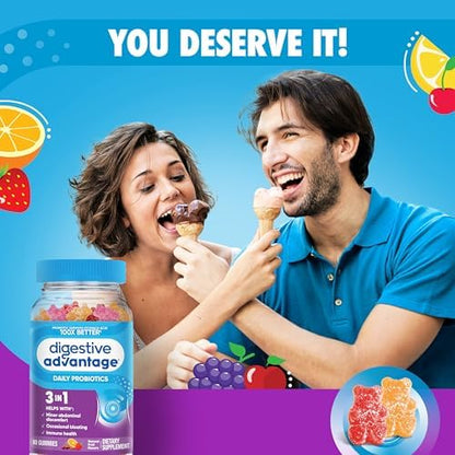 Digestive Advantage Probiotics - Digestive Health,Probiotic &VIT D,Daily Probiotics -Women &Men Occasional Bloating,Minor Abdominal Discomfort &Gut Health, 80 Count Natural Fruit Flavors (Pack of 12)