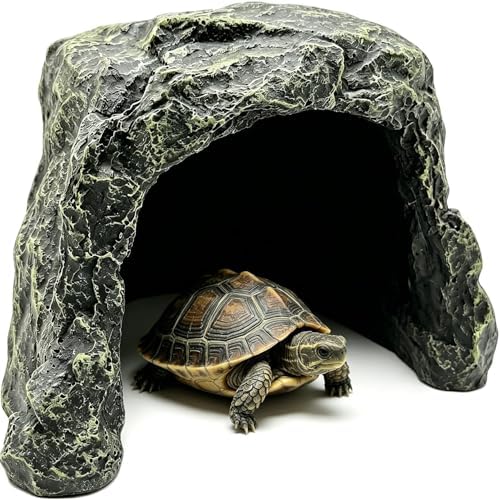 Reptile Rock Hide Cave Tortoise Hideout Turtle Basking Rock Snake Hide Habitat for Amphibian Lizard Fish Bearded Dragon Leopard Gecko
