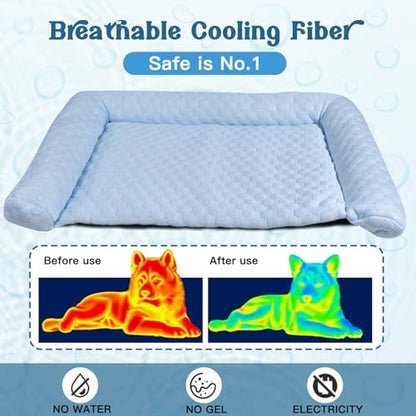 Cooling Mat for Dogs - 2025 Upgraded 28" x 18" Washable Pet Cooling Pad for Cats, Non-Slip Kennel Bed for Summer, Ultra-Comfortable & Machine Washable Portable Ice Mat for Dogs/Cats