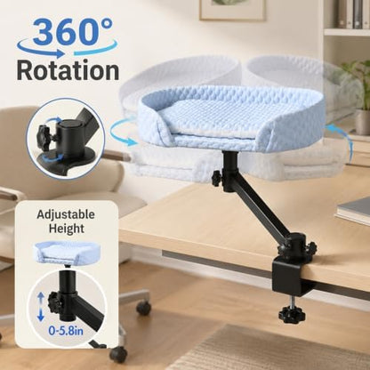 Desk Bed for Indoor Cats, Adjustable Clamp-On Bed with 40 lbs Weight