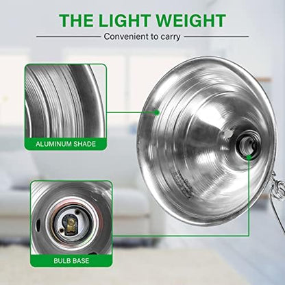 Simple Deluxe 1-Pack Clamp Lamp Light with 8.5 Inch Aluminum Reflector up to 150W E26 (no Bulb Included), Silver and Black