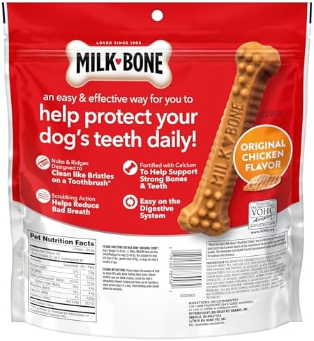 Milk-Bone Brushing Chews Original Chicken Flavor Daily Dental Dog Treats, Small/Medium, 19.6 Oz. Bag (Pack of 5)