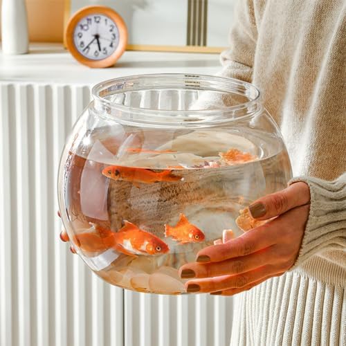 DECHOUS Round Fish Bowl Desktop Fish Tank with Base Small Aquarium Decor for Betta Hydroponic Vase Planter Clear Plastic Tabletop Bowl for Office Home Display