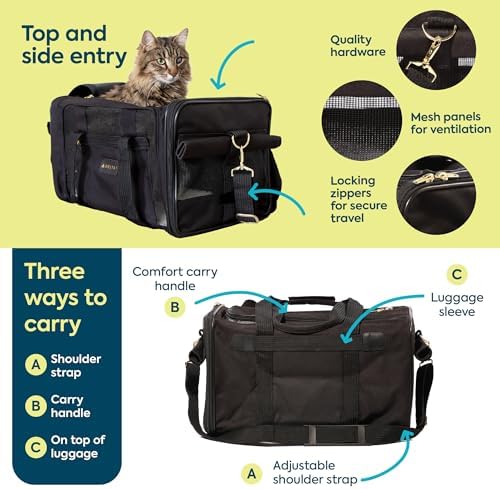 Sherpa Delta Airlines Travel Pet Carrier, Airline Approved & Guaranteed On Board - Black, Medium