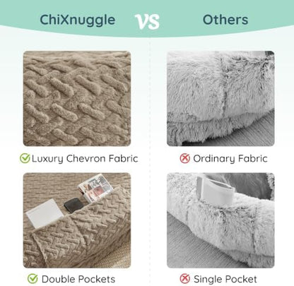 ChiXnuggle Orthopedic Human Dog Bed,with Faux Fur Washable Cover,Blanket