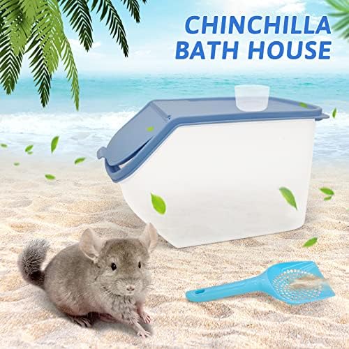 BNOSDM Chinchilla Sand Bath Container Chinchilla Dust Bath Tub Transparent Hamster Toilet Shower Room Plastic Hamster Bathroom Kit with Sand Cup&Scoop for Gerbil Hedgehog Squirrel (Coffee)