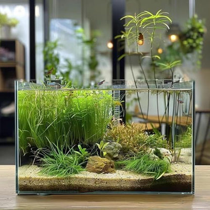 Vimvins 3 Gallon Glass Fish Tank, Easy to Maintain Small Aquarium for Betta/Goldfish/Snails/Shrimp and Aquatic Planting.