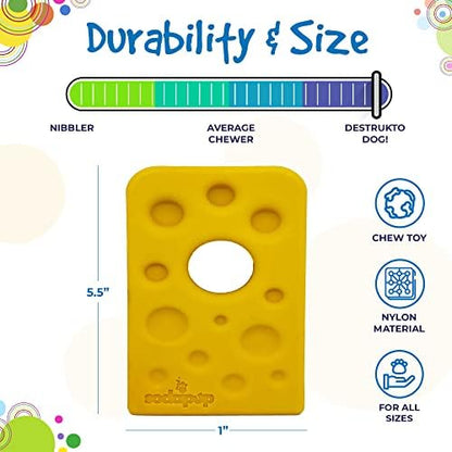 SodaPup Swiss Cheese Wedge – Durable Dog Chew Toy Made in USA from Non-Toxic, Pet Safe, Food Safe Nylon for Mental Stimulation, Clean Teeth, Fresh Breath, Problem Chewing, Calming Nerves & More