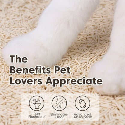 Tofu Cat Litter, Flushable Cat Litter, Low Tracking, Clumping, 18lb