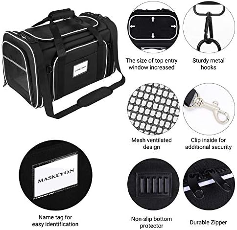 TSA Airline Approved Large Pet Travel Carrier,4 Sides Expandable with 2 Mesh Pockets,3 Entry, Soft Sided Collapsible Dog Carrier for 2 Cats,Kittens,Puppies,Dog, X-Large, Black & White