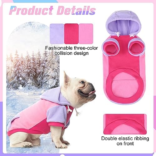BEAUTYZOO Fleece Dog Hoodie Sweatershirt with Pocket and Leash Hole, Stretchy Small Medium Large Sized Dogs Clothes for Fall Winter Cold Days, Color Designer Warm Dog Jackets,French Bulldog Coats