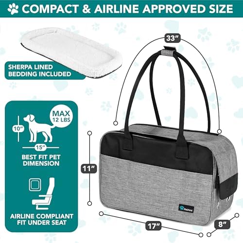 PetAmi Small Dog Purse Carrier with Pockets, Airline Approved, Grey