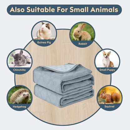 FunFurry Washable Guinea Pig Cage Liner - 4 Pack Reusable Washable Pee Pads，Waterproof Guinea Pig Bedding for Small Animal - Rabbit Bunny Hamster Puppy (Light Grey, 12" X 12" - 4 Pack)