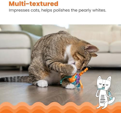 Catstages Catnip Tons of Tails – Interactive Catnip Dental Chew Toy for Cats with Rope, Ribbon & Cotton for Batting, Chasing & Chewing