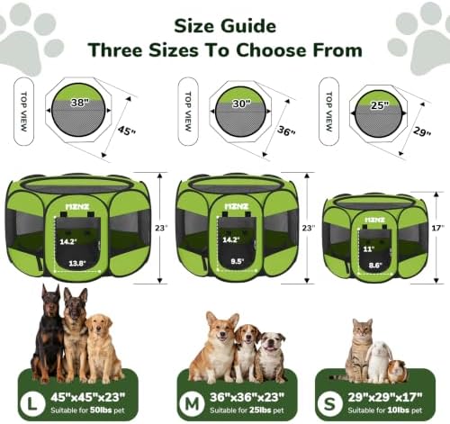 Dog Cat Small Animal Puppy Playpen Crate, Medium, Whole Green