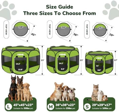 Dog Cat Small Animal Puppy Playpen Crate, Medium, Whole Green